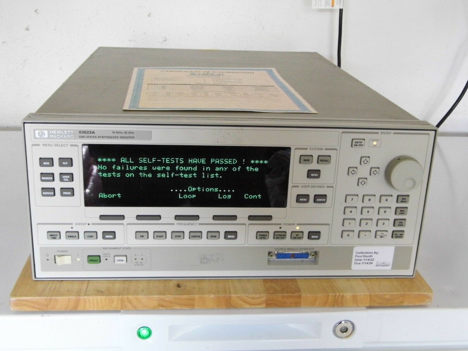 Agilent HP 83623A 10MHz-20GHz Higher Power Synthesized Sweeper 004/008 Cal'ed Agilent HP 83623A 10MHz-20GHz Higher Power Synthesized Sweeper 004/008 Cal'ed